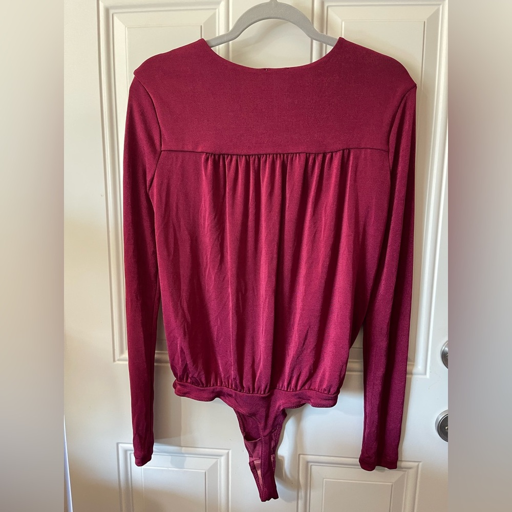 Free‎ People Deep Red Wrap Bodysuit - Picture 3 of 4
